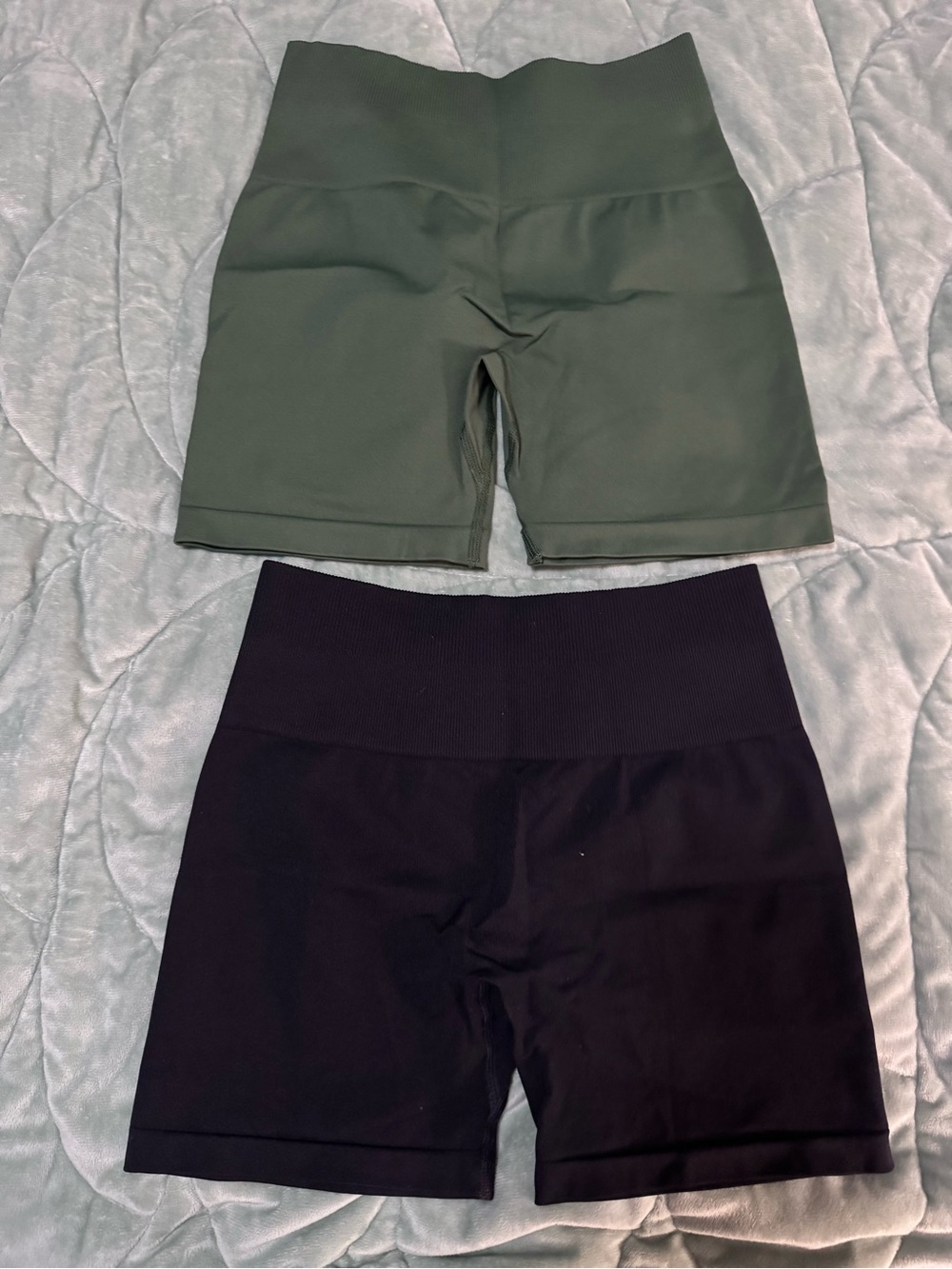 Aurola High-Rise Bike Shorts Duo — Olive and Black, size XS